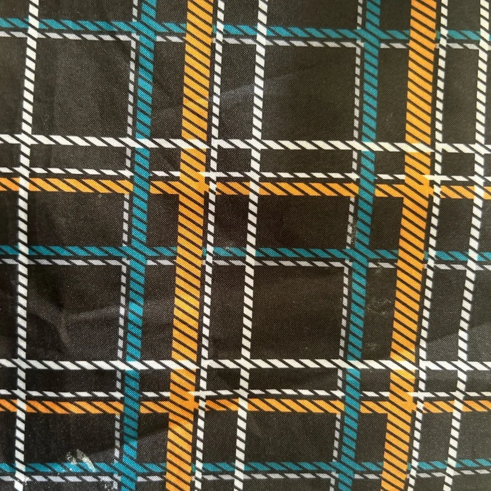 Delta Plaid Rain Slicker with Black, Orange, and Blue dog Rain coat Small NWT